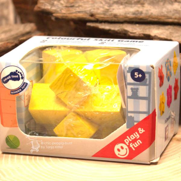 Geschicklichkeitsspiel Geduldspiel blauer Holzwürfel Holzspielzeug, Kugel-Labyrinth (5x5 cm), zum Verkaufen