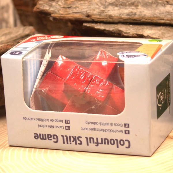 Geschicklichkeitsspiel Geduldspiel rotes Holz-Labyrinth mit Stäben (5x5 cm), Holzspielzeug zum Verkaufen