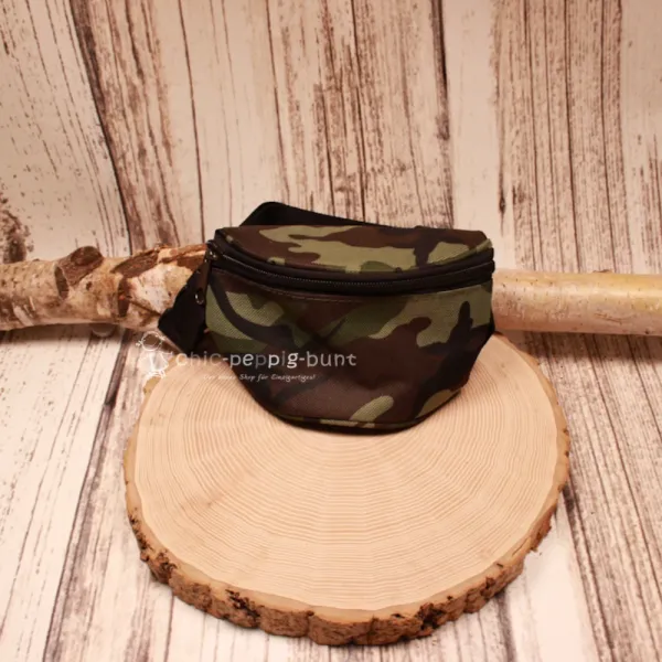 Kinder Gürteltasche Camouflage – Stoff-Bauchtasche mit Klickverschluss - guerteltasche bauchtasche abwaschbar jungs kinder amouflage mini
