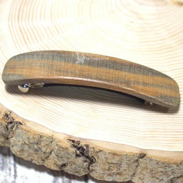 grosse Holz Haarspange Zebrano - haarspange holz haarklammer gross abgerundent rechteck zebrano dunkel