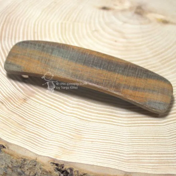 grosse Holz Haarspange Zebrano - haarspange holz haarklammer gross abgerundent rechteck zebrano dunkel