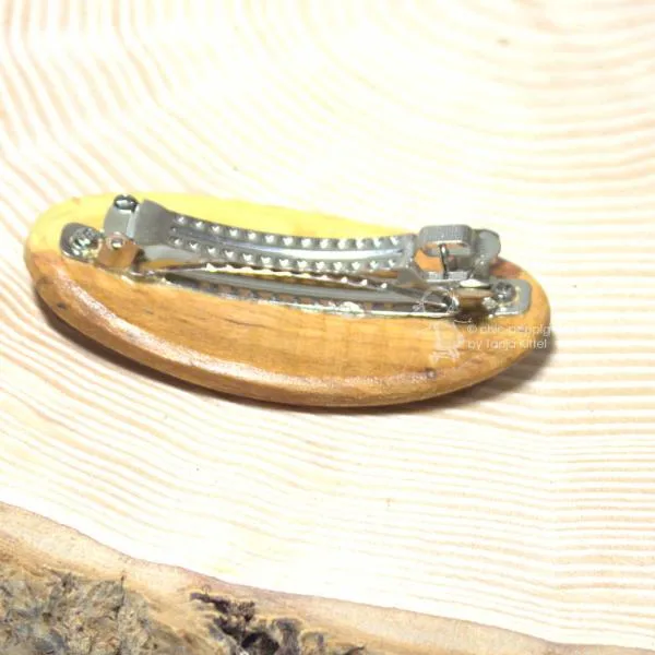 Holz Haarspange klein aus Pflaumenholz - haarspange holz haarklammer klein Pflaume oval