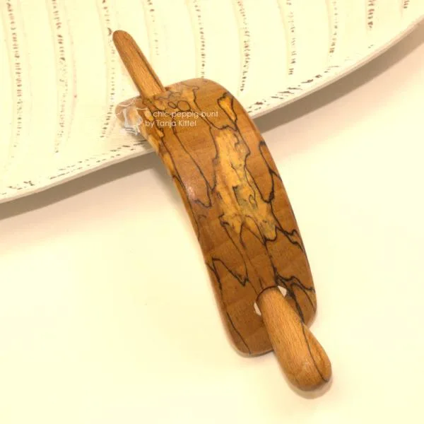 mittelgrosse echt Holz Dutt Haarspange - haarspange mittelgross gebogen holz birke braun1