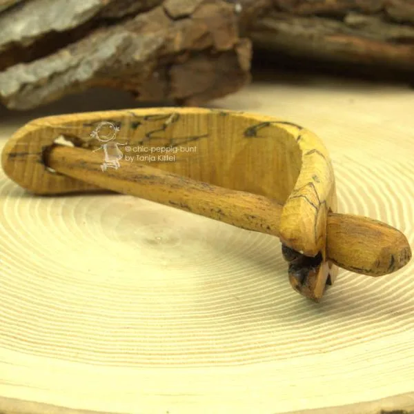 mittelgroße echt Holz Dutt Haarspange - Birke hell - haarspange mittelgross gebogen schmal holz birke hell