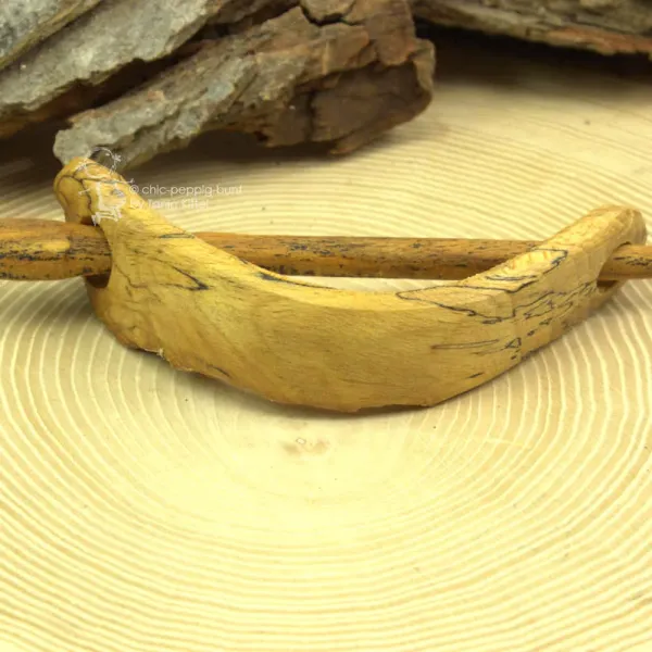 mittelgroße echt Holz Dutt Haarspange - Birke hell - haarspange mittelgross gebogen schmal holz birke hell