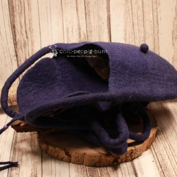 Umhängetasche Filz mit Perle gross - handtasche filz knopf perle gross blau