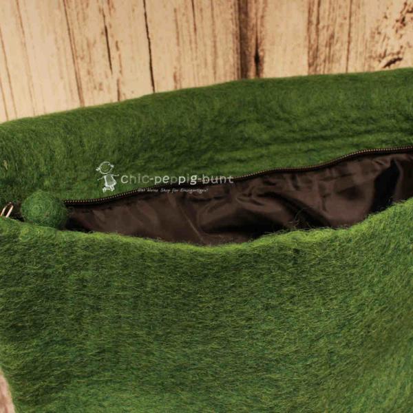 Umhängetasche filz grün gross Calla Blüte weiss