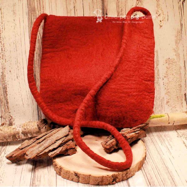 Umhängetasche filz rot gross Calla Blüte weiss