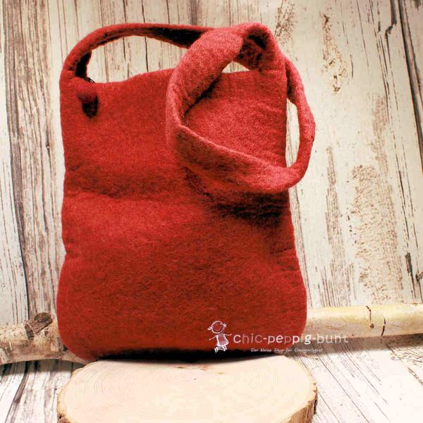 Umhängetasche filz rot Perlen bestickt