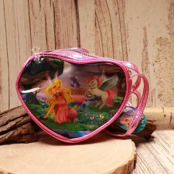 Runde rosa Einhorn Kindertasche Narnia Arcadia mit funkelndem Glitzereffekt, Reißverschluss und praktischem Tragegriff für Kinder