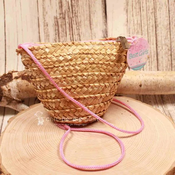 Handtasche Kinder Basttasche natur mit glitzer Schmetterling - handtasche kinder korb rattan 1fach reissverschluss natur schmetterling