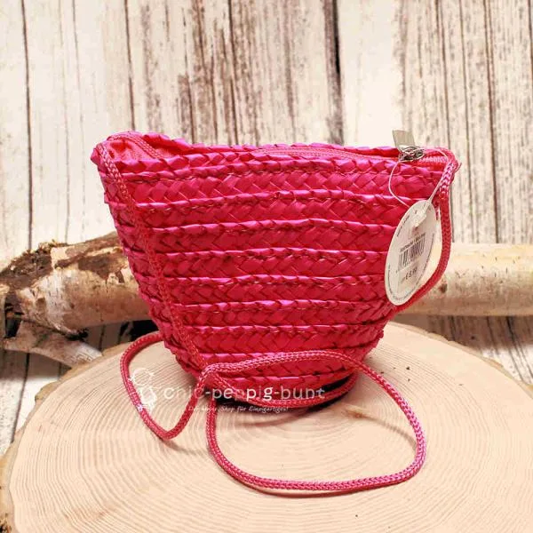 Handtasche Kinder Basttasche pink Schmetterling - handtasche kinder korb rattan 1fach reissverschluss pink schmetterling
