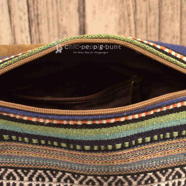 Bunte Unisex Umhängetasche Stoff-Leder, Maße 24 x 18 x 10 cm.