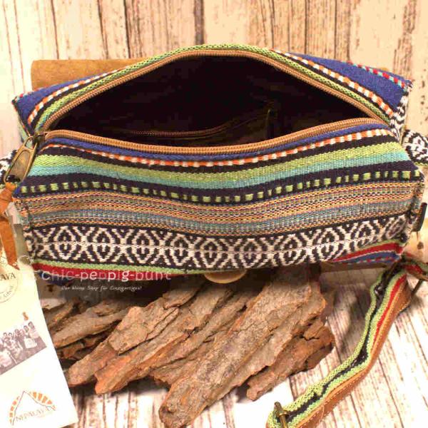 Handtasche gestreift India style leder mit stoff