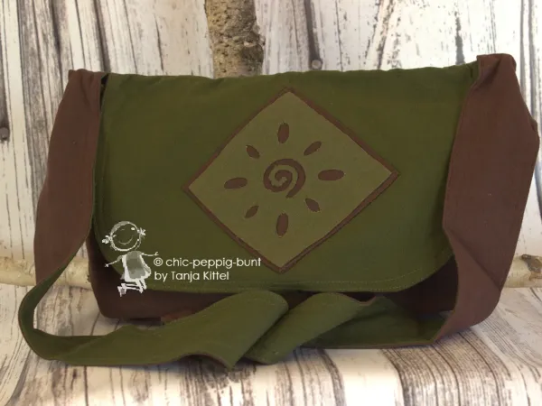Handtasche in Erdtöne - Motiv Spirale - handtasche olive gr n braun