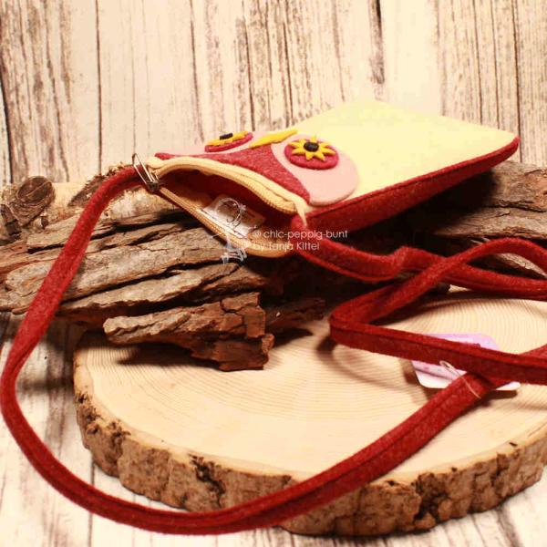 Umhängetasche Kinder Filz Eule aprikot