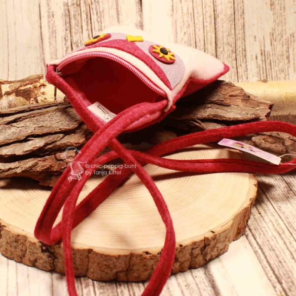 Umhängetasche Kinder Filz Eule rosa