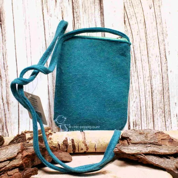 Umhängetasche Kinder Filz Eule türkis - handtasche umhaengetasche eule gesicht tuerkis mini