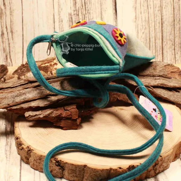 Umhängetasche Kinder Filz Eule türkis - handtasche umhaengetasche eule gesicht tuerkis mini