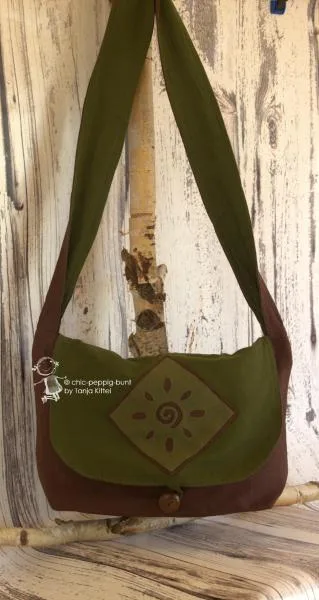 Handtasche in Erdtöne - Motiv Spirale - handtasche olive gr n braun schnecke