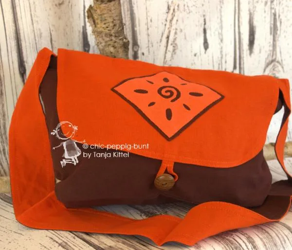 Handtasche in Erdtöne - Motiv Spirale - handtasche orange braun1