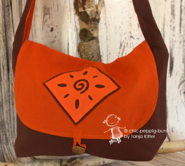 Handtasche in Erdtöne - Motiv Spirale - handtasche orange braun dina4