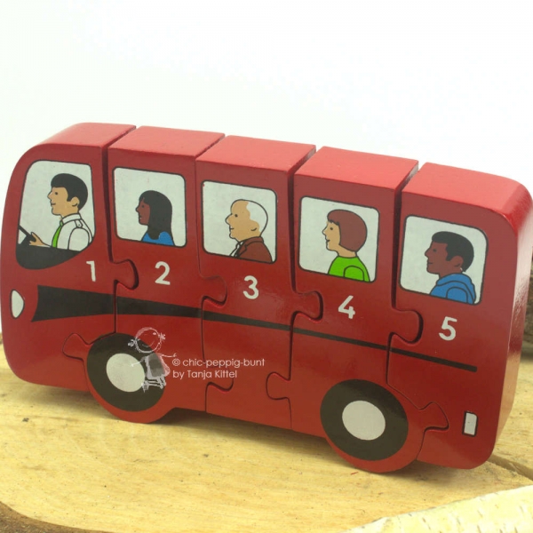 Holz 3D Puzzle als Bus mit Zahlen