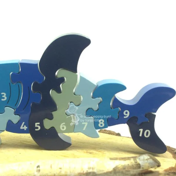 3d Holz Puzzle Hai Fisch blau