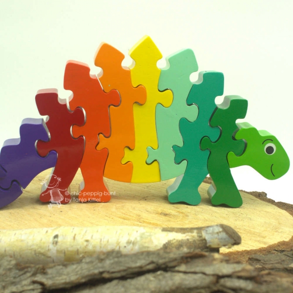 Stegosaurus als 3D Holz Puzzle