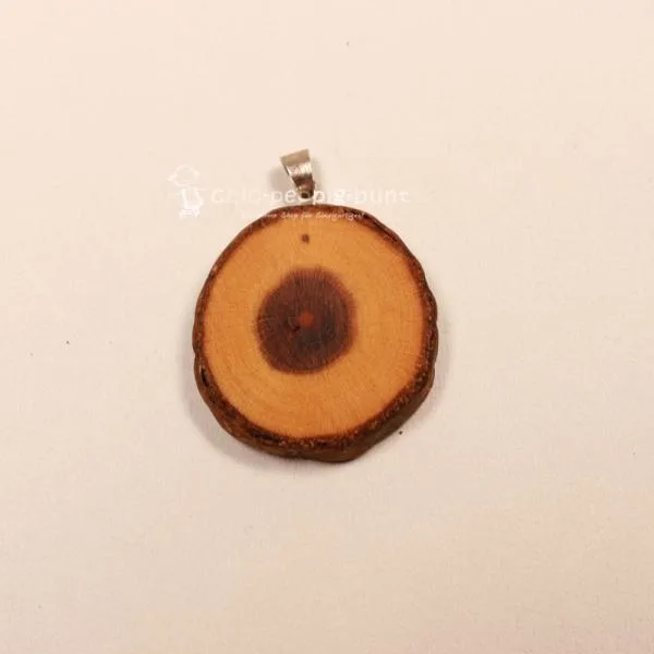 Modeschmuck Kettenanhänger Holzscheibe Vogelbeere versilbert Schmuckanhänger Unikat handmade chic-peppig-bunt