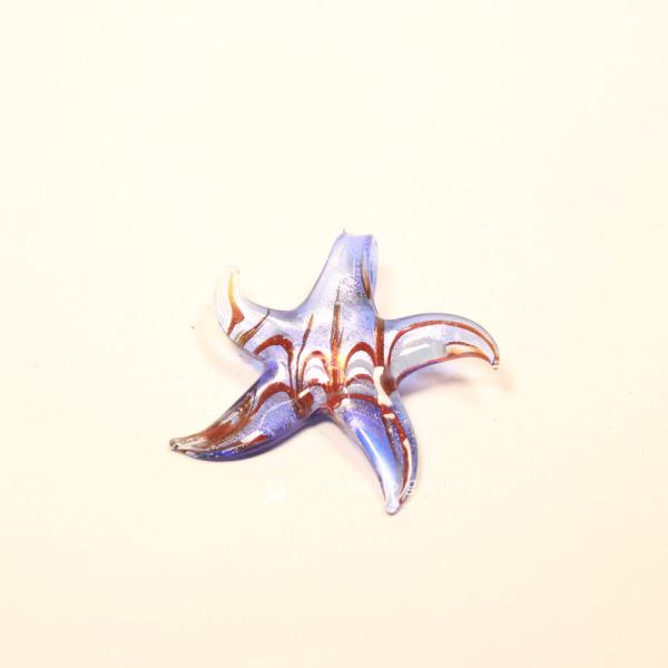 XXL Kettenanhänger Glasstern – Blau marmoriert mit großer Öse