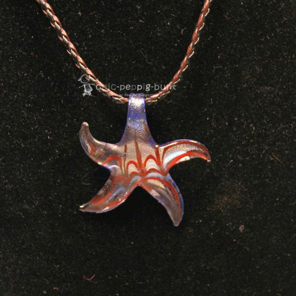 XXL Kettenanhänger Glasstern – Blau marmoriert mit großer Öse