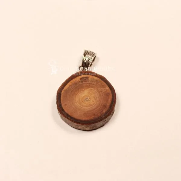 Kettenanhänger Baumscheibe mit Ornament - kettenanhaenger modeschmuck holz rund scheibe ornament
