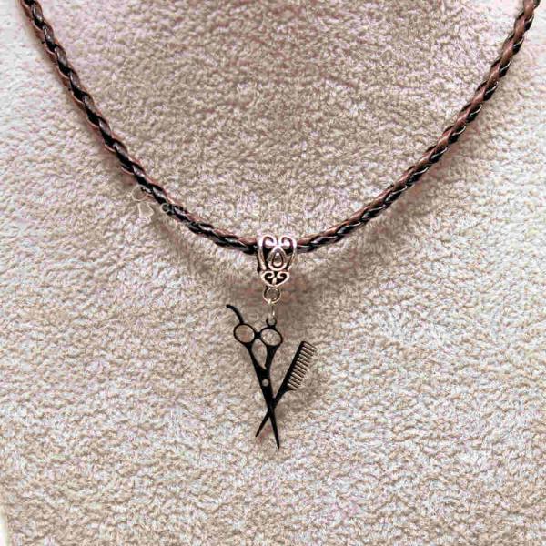 Kettenanhänger Kamm & Schere versilbert