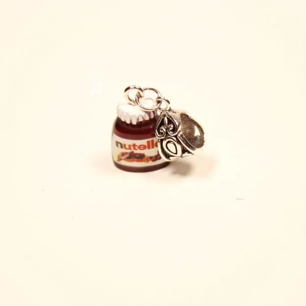 Kettenanhänger mini Nutella Glas braun - kettenanhaenger modeschmuck versilbert mini nutella glas braun