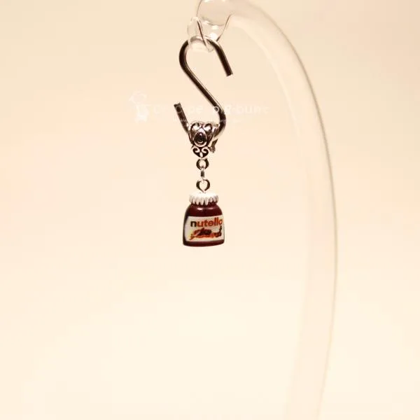 Kettenanhänger mini Nutella Glas braun - kettenanhaenger modeschmuck versilbert mini nutella glas braun