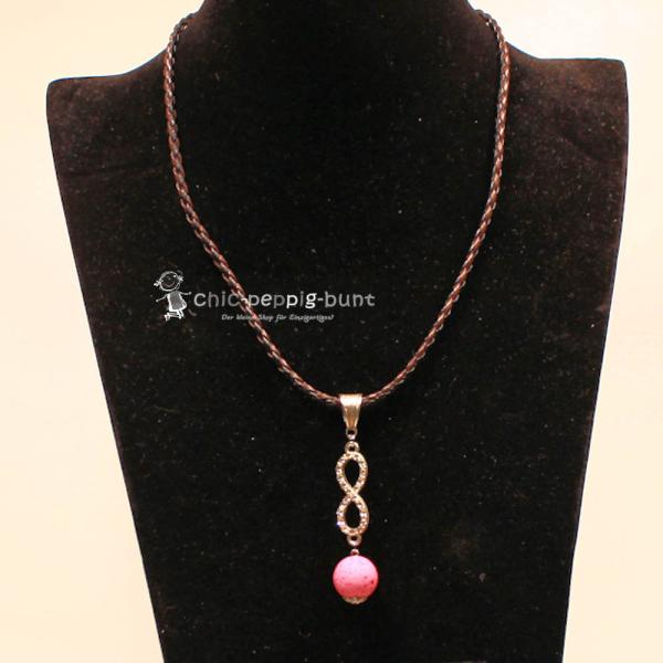 Unendlichkeits-Kettenanhänger mit rosa Korkperle & Strass