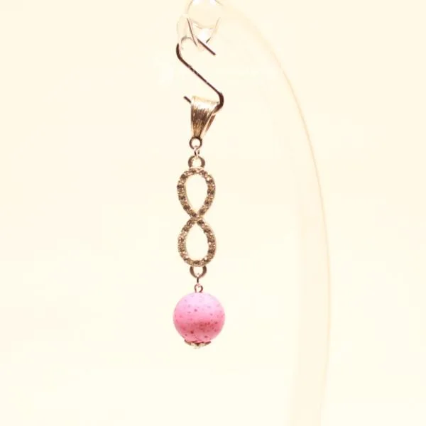 Unendlichkeits-Kettenanhänger mit rosa Korkperle & Strass - kettenanhaenger modeschmuck versilbert unendlichkeit perle rosa
