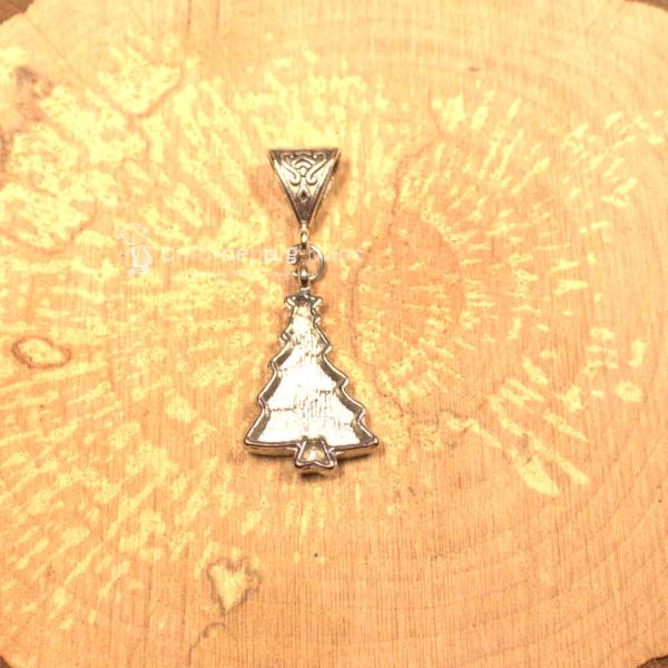 Kettenanhänger versilbert Weihnachten Christbaum grün emailliert