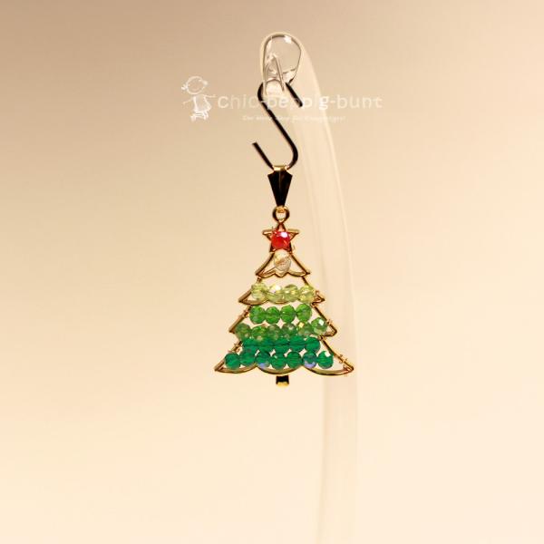 Kettenanhänger vergoldet Weihnachtsbaum grün