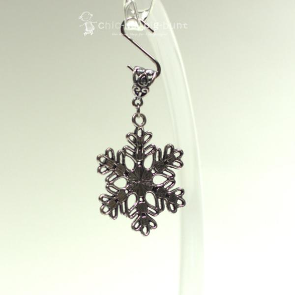 Kettenanhänger Schneeflocke Steine blau versilbert