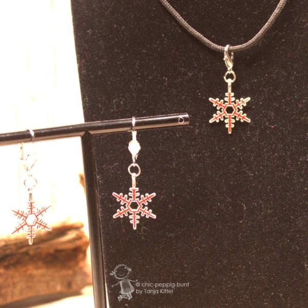 Schmuck-set Ohrringe mit Charmsanhänger Schneeflocke