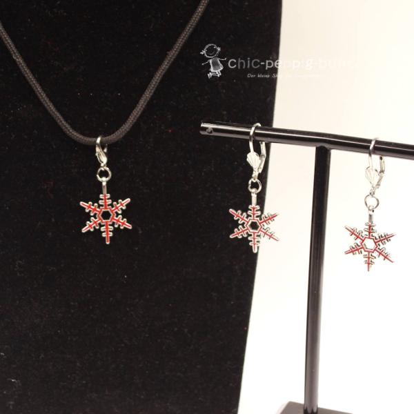 Schmuck-set Ohrringe mit Charmsanhänger Schneeflocke