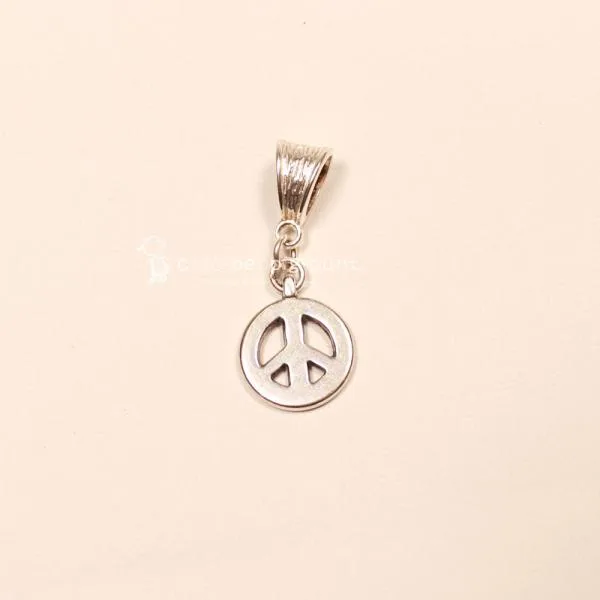 Kettenanhänger mini Peace Zeichen versilbert - kettenanhaenger peace modeschmuck versilbert klein