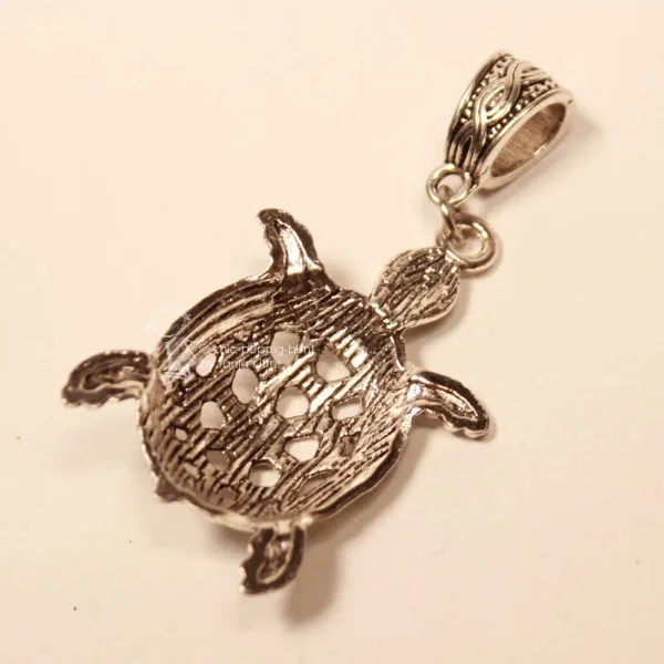 XL Kettenanhänger Schildkröte – Versilberter Eyecatcher aus Metall - kettenanhaenger schildkroete gross versilbert (1)