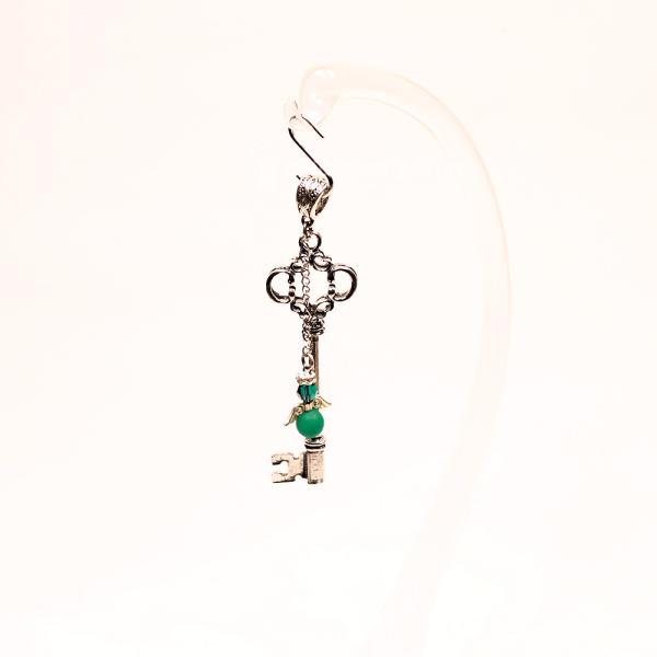 Kettenanhänger Schlüssel mit Schutzengel grün versilbert