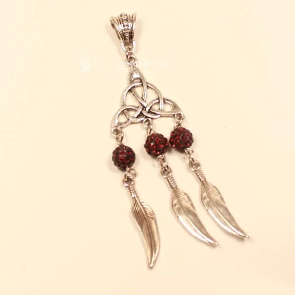 Kettenanhänger Traumfänger Feder Metall versilbert Strass Perle - kettenanhaenger traumfaenger metall versilbert strass perlen bordeaux fluegel