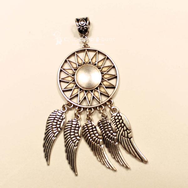 Kettenanhänger Traumfänger rund Sonne mit Flügel Metall