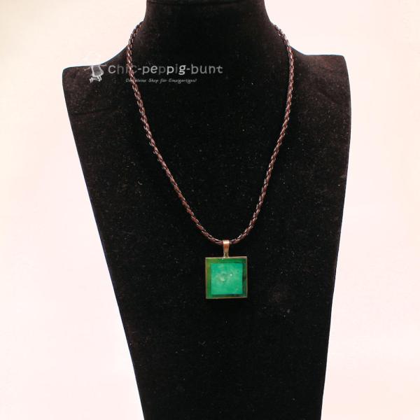 Antik-Look Kettenanhänger Türkis-Grün – Polymer Clay Unikat von Perlenundmehr