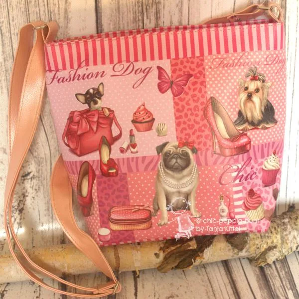 Umhängetasche klein - mit witzigen Hundemotiv - kinderhandtasche rosa klein hunde